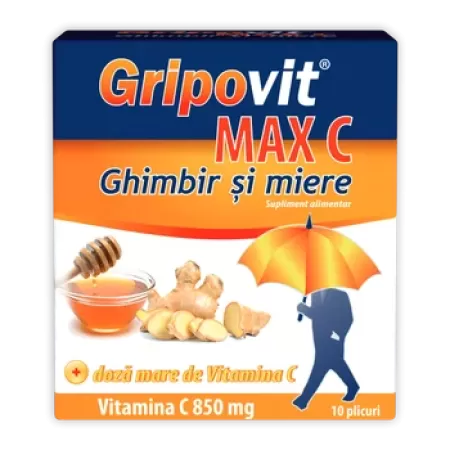 Zdrovit Gripovit Max C cu ghimbir si miere x 10 plic
