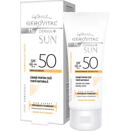 Gerovital SUN H3D+ Crema fata SPF50 Natural 50ml