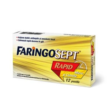 Faringosept Rapid Miere si Lamaie 10mg x 12-Terapia Ranbaxy