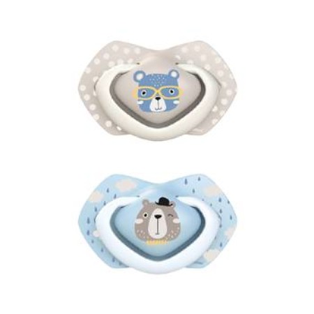 Canpol 22/648 suzeta simetrica din silicon Bonjour paris 6-18 luni x2 buc blu