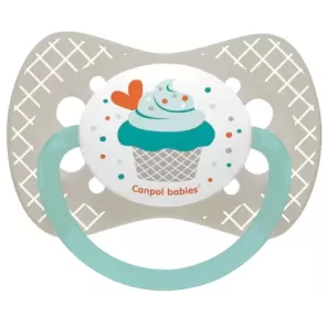 Canpol 23/284 suzeta simetrica dIn silicon cupcake +18 luni grey
