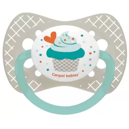 Canpol 23/284 suzeta simetrica dIn silicon cupcake +18 luni grey