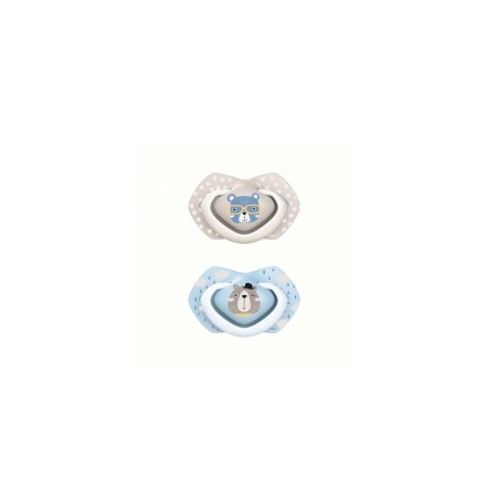 Canpol 22/649 suzeta simetrica din silicon Bonjour Paris 18luni x2buc blu
