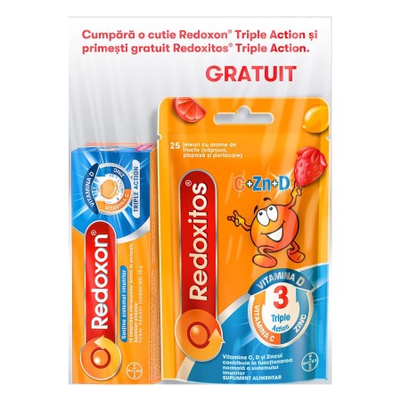 Redoxon Triple Action Vit.C+Zn+D x10cpr. eff + Redoxitos Triple Action*25 jeleuri