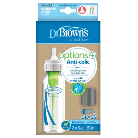 Dr Brown SB82023  Pachet  Biberoane cu Gat Ingust din sticla x 250 ml Options +