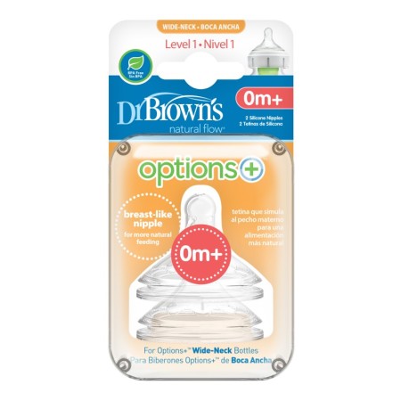 Dr Brown WN1201 Tetine Gat Larg  Options Plus silicon Nivel 1( 2 pack)