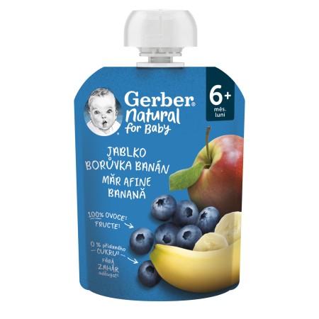 Gerber Natural Mar Afine Banana 6 luni x 90 g