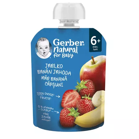 GerberNatural Mar Banana Capsuni 6 luni x 90 g