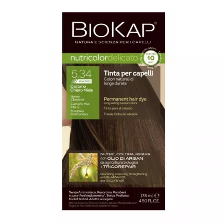 Biokap Nutricolor Vopsea Par Delicato Rapid 5.34 Natural Honey Chestinut x 135ml