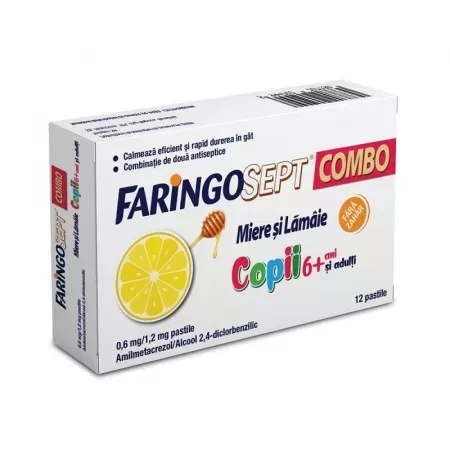 Faringosept Combo miere si lamaie  0.6mg/1.2mg x12 pastile
