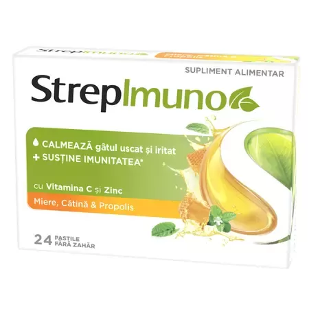 StreptImuno Miere,Catina&amp;Propolis x 24 cpr
