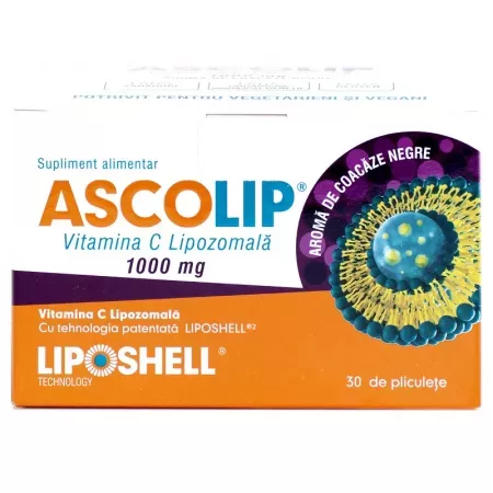 Ascolip Lipozomal Vit C 1000mg Coacaze Negre x 30 plicuri