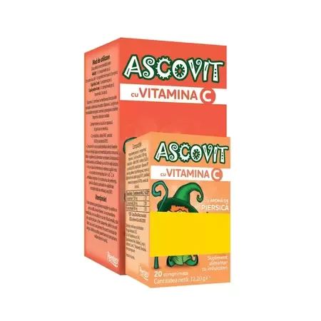 Ascovit Capsuni 100 mg x 60 cpr +Ascovit Piersica 100 mg x 20 cpr gratis