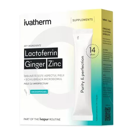 Ivatherm Lactoferrin Ginger Zinc x 14 plicuri